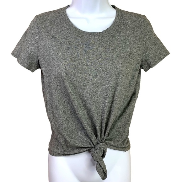 XS Madewell Grey Heather Short Sleeve Cropped T Shirt Extra Small 0 2 Stretch - Picture 1 of 8
